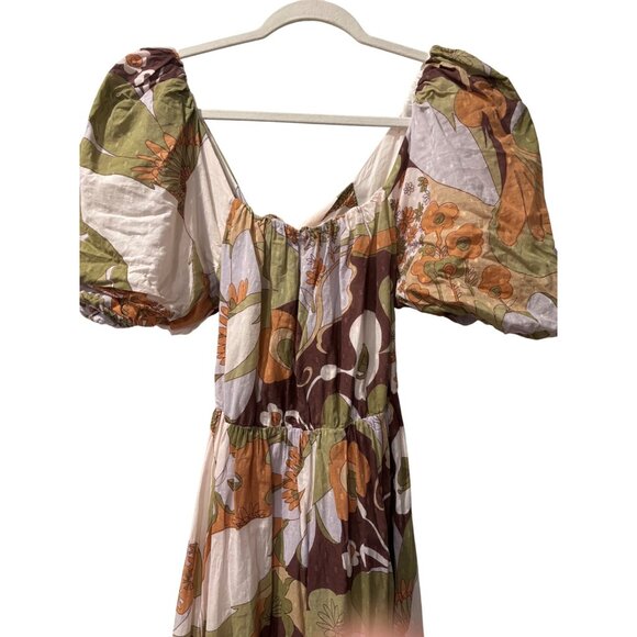 Antik Batik Bahia Cutout Ruffle Maxi Dress With Square Neckline  Adjustable Back - Picture 1 of 14